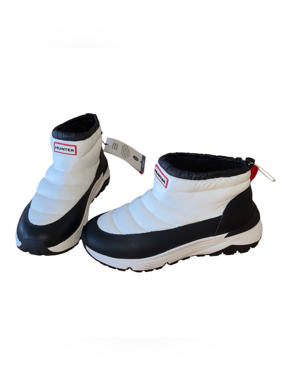 NWT  $150 Hunter Anne Waterproof Snow Boots White/Black Pull On Quilted Women's - Picture 12 of 12